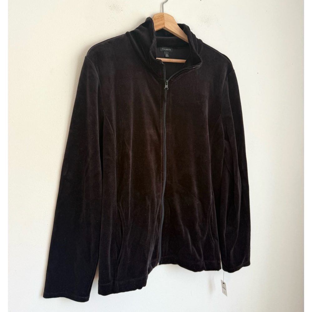 NWT Talbots Velour Set Zipper Jacket and Pants in Black - Picture 7 of 11